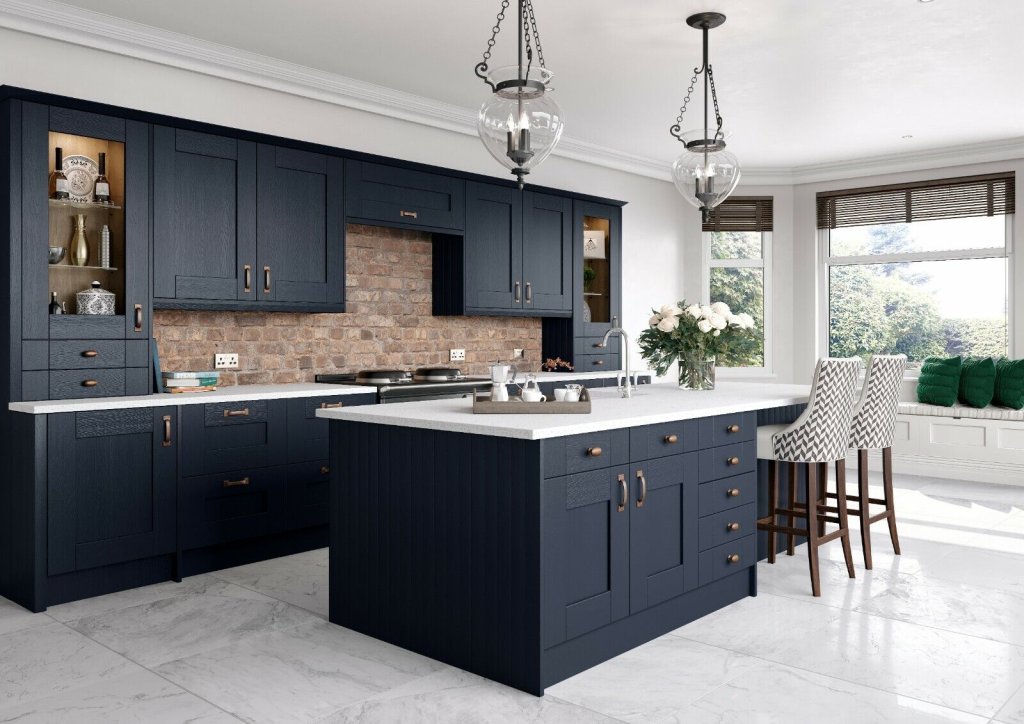 Navy Shaker Kitchens Loughton.